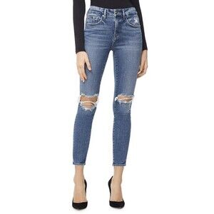 NWT Good American Good Legs Crop Jeans Blue261 High Rise Skinny  Sz 6/28 Distres
